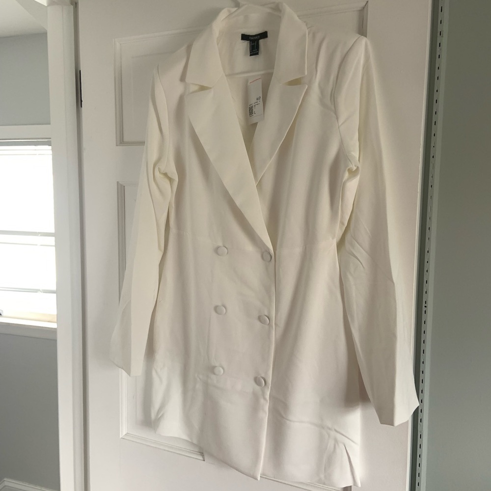 Ivory Double-Breasted Blazer Dress